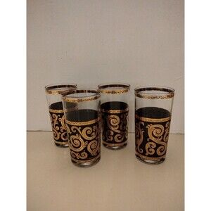 4 Vintage  Culver 24 Kt Gold Scroll Embossed On Black Collins Gasses signed